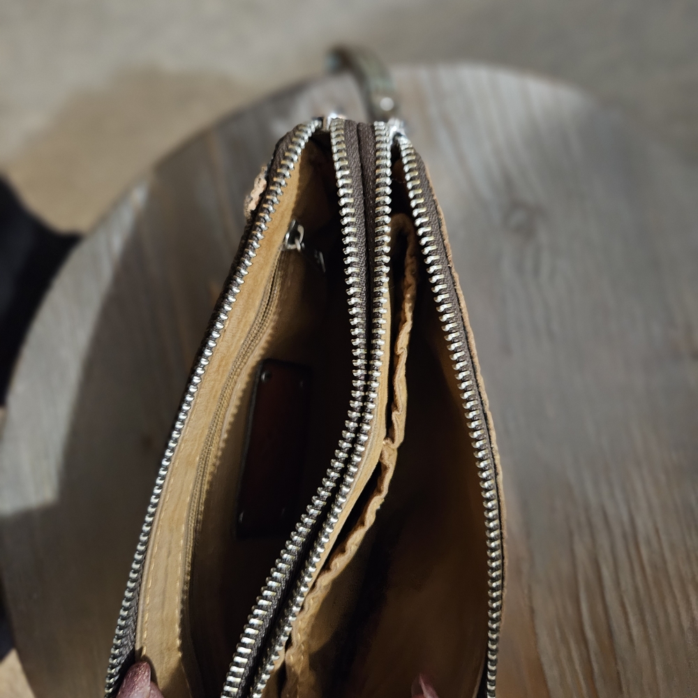 Patricia Nash Brown and Turquoise Embossed Clutch - Picture 3 of 4